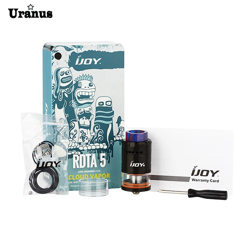 

Original IJOY RDTA 5 Tank with resin drip tip Rebuildable Dripping 4ML Atomizer Vaporizer For E-Cigarettes Box MOD VS TFV8 Tank
