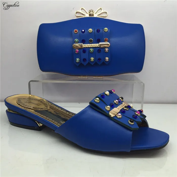royal blue handbag and shoes