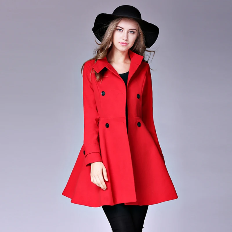 Laine Travail Hiver De Office Rouge Femmes Noir Manteau Noël Bleu Costume Longues Lady Blazer kaki Manches Casual marine Formelle rouge Mélanges Automne Partie pX8qq