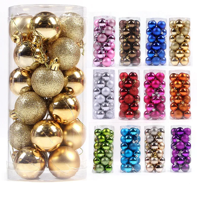 

24pcs/lot Christmas Tree Decor Ball Bauble Hanging Xmas Party Ornament decorations for Home Christmas decorations 30mm