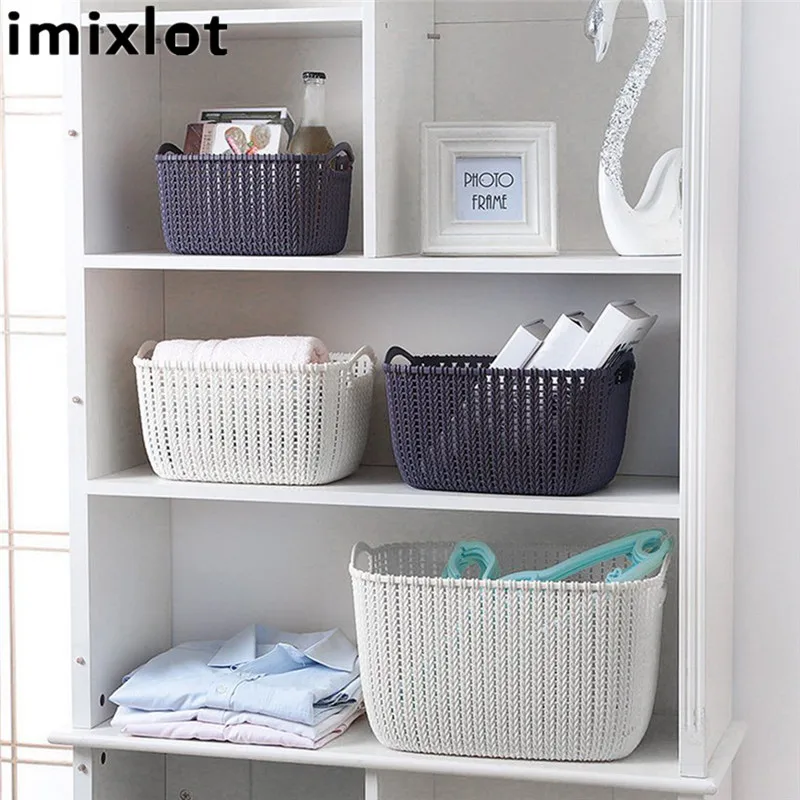 Imixlot محل القذرة صندوق تخزين ملابس سلة الغسيل الاطفال لعبة أشتات تخزين برميل كبير صندوق قابل للحمل مقاس S/M