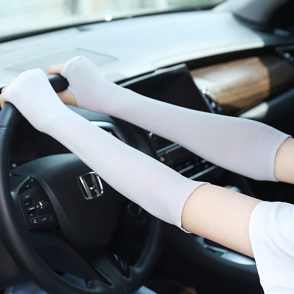 1 Pair Long Gloves Scar Cover Arm Sleeves Ice Silk Sunscreen Arm