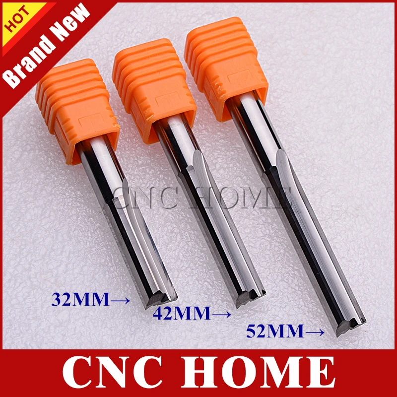 

10mm Shank Straight Slot Wood Cutter Solid Carbide Milling Cutter Double Flute CNC Router Bits CEL 32mm 42mm 52mm for choose