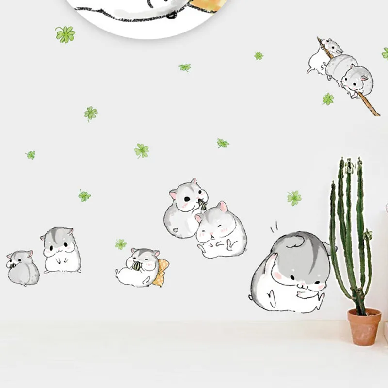  Lovely Hamster Wall Sticker for Kids Rooms Kindergarten Cartoon Wallpaper Stairs Home Decor TB Sale - 32903093244