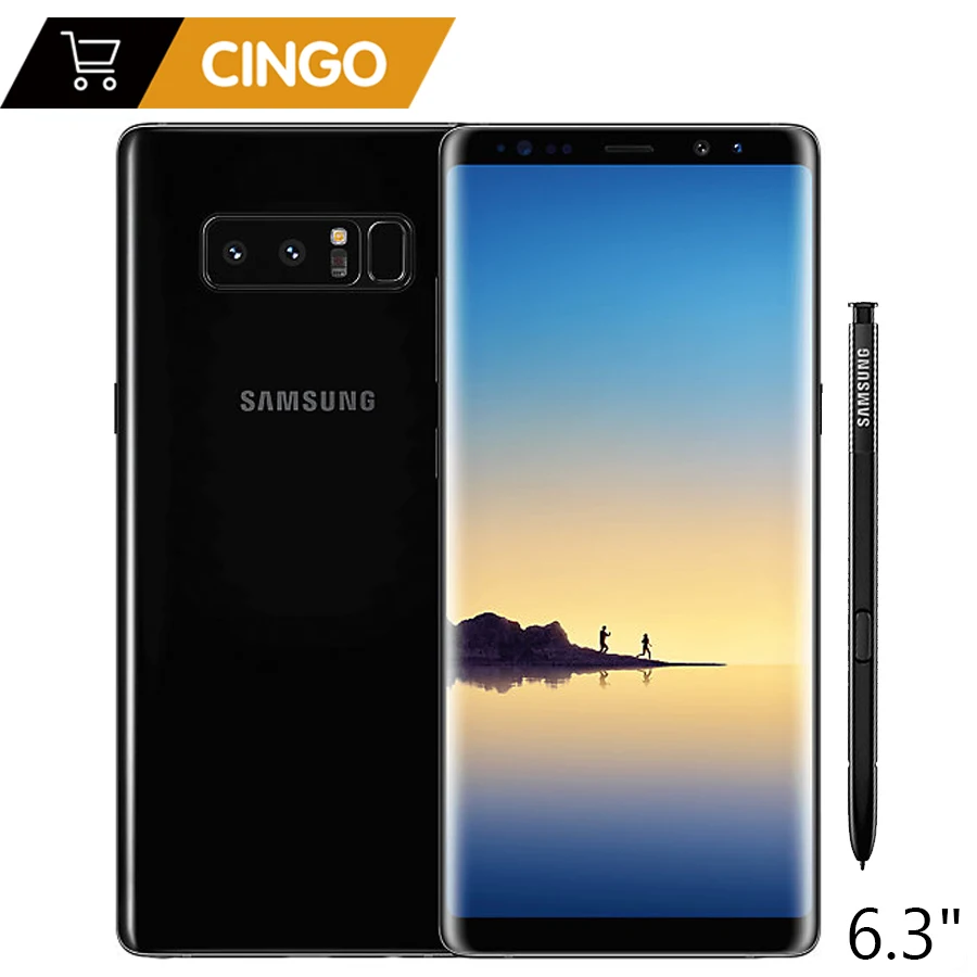 samsung Galaxy Note 8, 6,3 дюймов, четыре ядра, 6 ГБ ОЗУ, 64 Гб ПЗУ, двойная задняя камера, 12 Мп, 3300 мА/ч, разблокированный смартфон