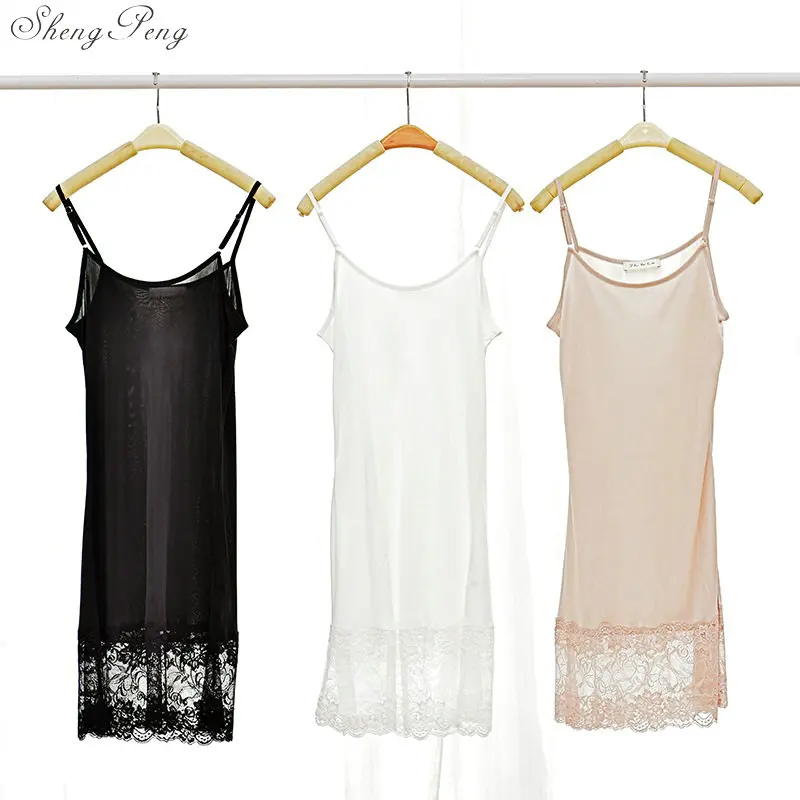 2018 autumn sexy black and white lace women's full slips sexy modal ladies full slips Female Petticoat Slip Woman V1181