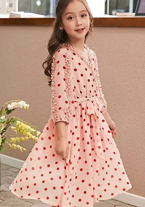 

Girls'Dresses, Children's , New Wave Point Long Sleeve Girls' Super-Westernized Summer Dresses, Net Red Girls'Dresses, 201