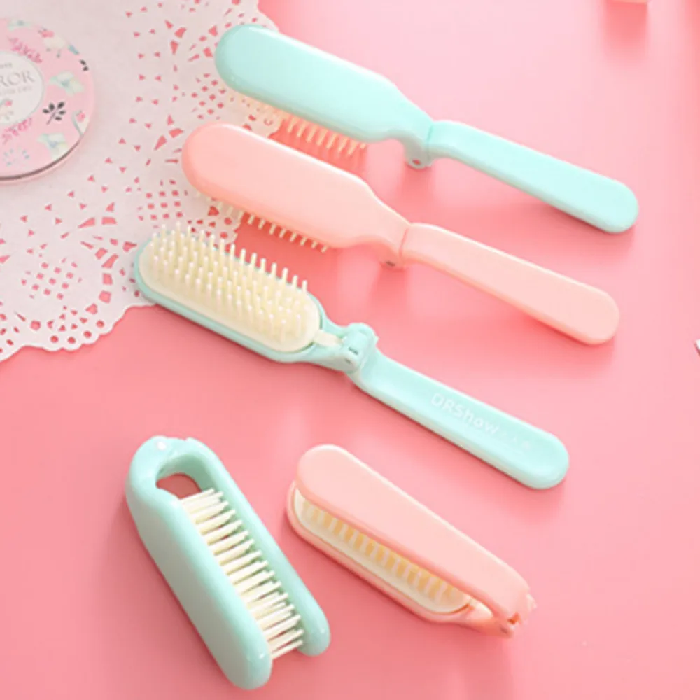 

1PC Pocket Folding Hair Brush Comb Portable Collapsible Travel Essentials Scalp Massage Plastic Hair Comb Brush Hairdressing