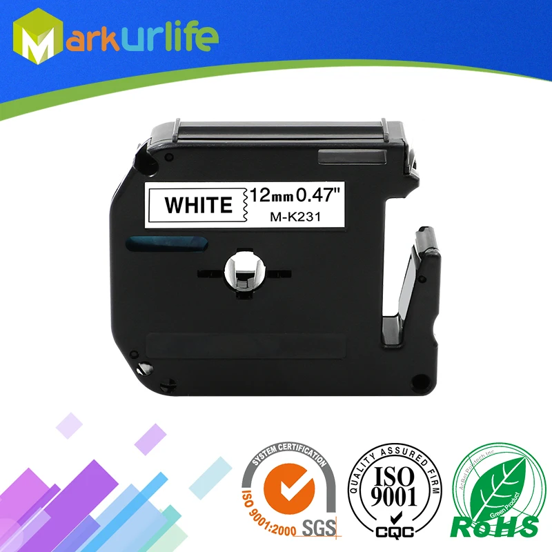 12mm M Tape Compatible brother M K231 MK231 MK 231 MK 231 black on ...