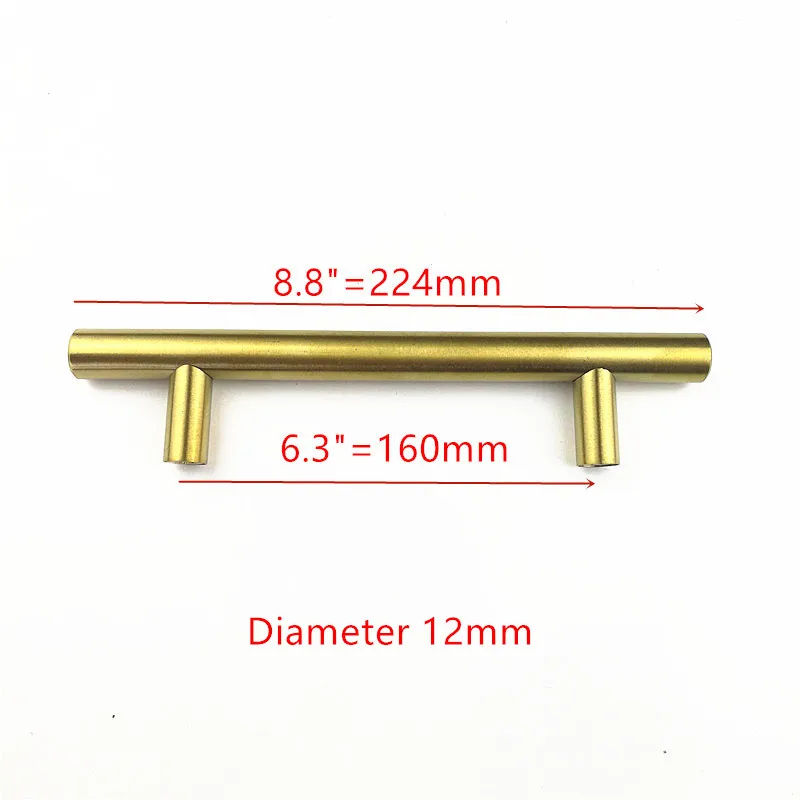 Диаметр 12 мм золото нержавеющая сталь кухонный шкаф дверные ручки выдвижной ящик ручки "~ 24"