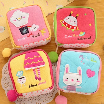 

1PCS Women Napkins Organizer Storage Bag Cute Cartoon Easy S Gather Pouch Sanitary Napkin Bag Case