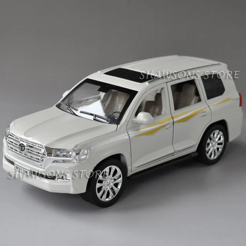 Литая 1:24 Модель автомобиля игрушки Toyota Land Cruiser SUV Реплика оттягивание w/звук и свет