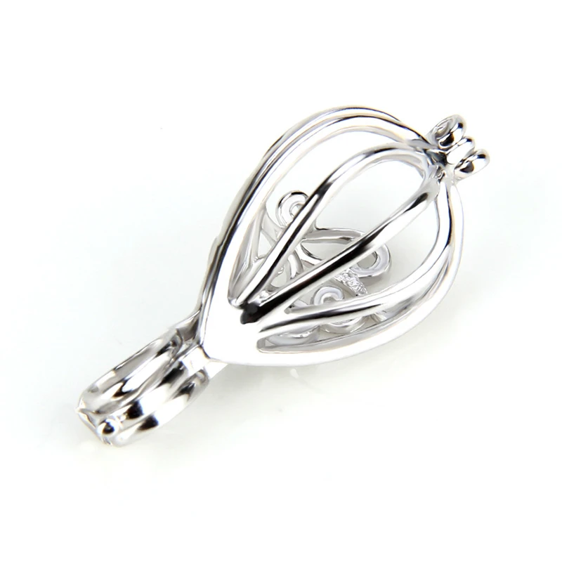 CLUCI Серебряный 925 подвеска в форме капли в форме клетки для женщин 925 пробы серебряные подвески жемчужный медальон для изготовления ювелирных изделий