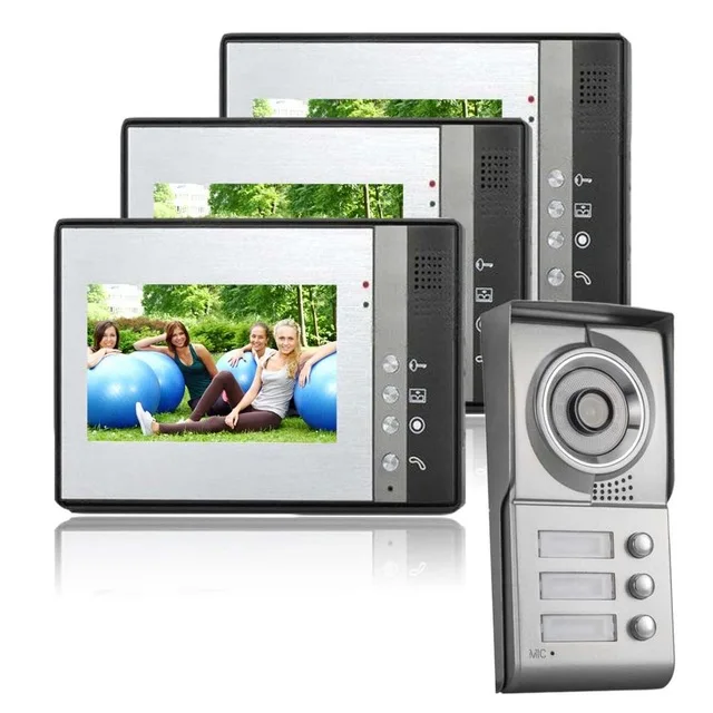 YobangSecurity кабель видеодомофон в квартире 7 дюймов LCD 1 камера 3 монитора Квартира