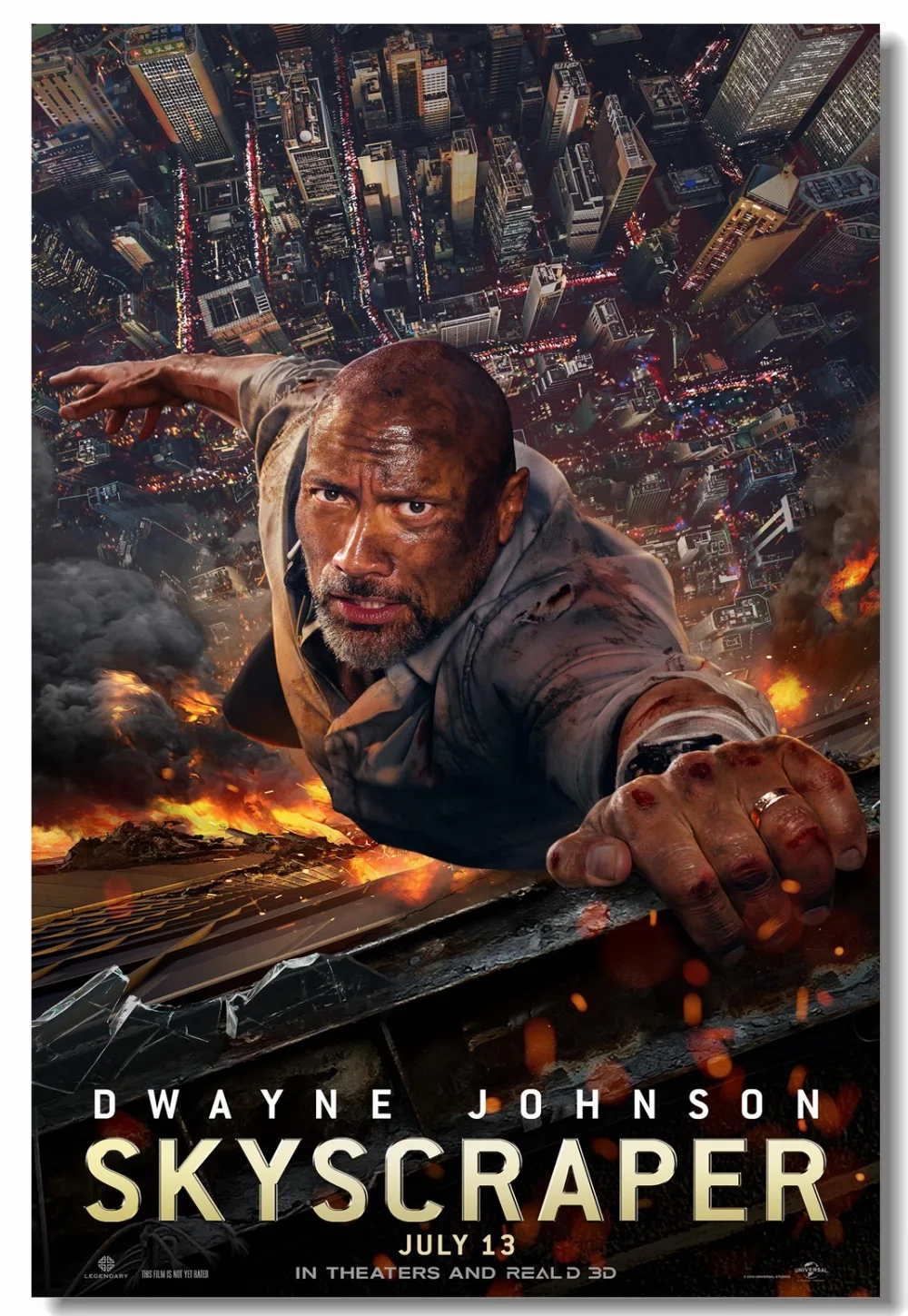 Custom Wall Decor Canvas Prints Skyscraper Poster Sticker Dwayne Johnson Wallpaper Living Room Decoration #2910# | Дом и сад