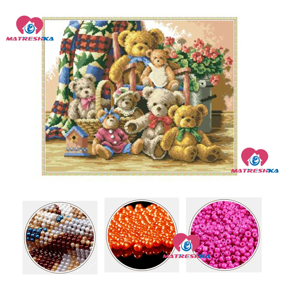65x51cm beadwork bead embroidery picture cartoon bear beaded cross-stitch Needlework diy Painting Embroidery home decoration | Дом и сад