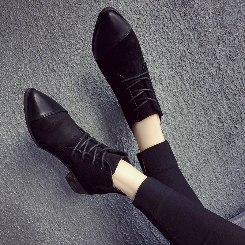 

2018 new British style rough with Martin boots retro wild lace-up small shoes.