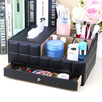 

Multifunctional desktop tissue box leather Creative Princess drawer cosmetic dressing table storage box tray XI2251615