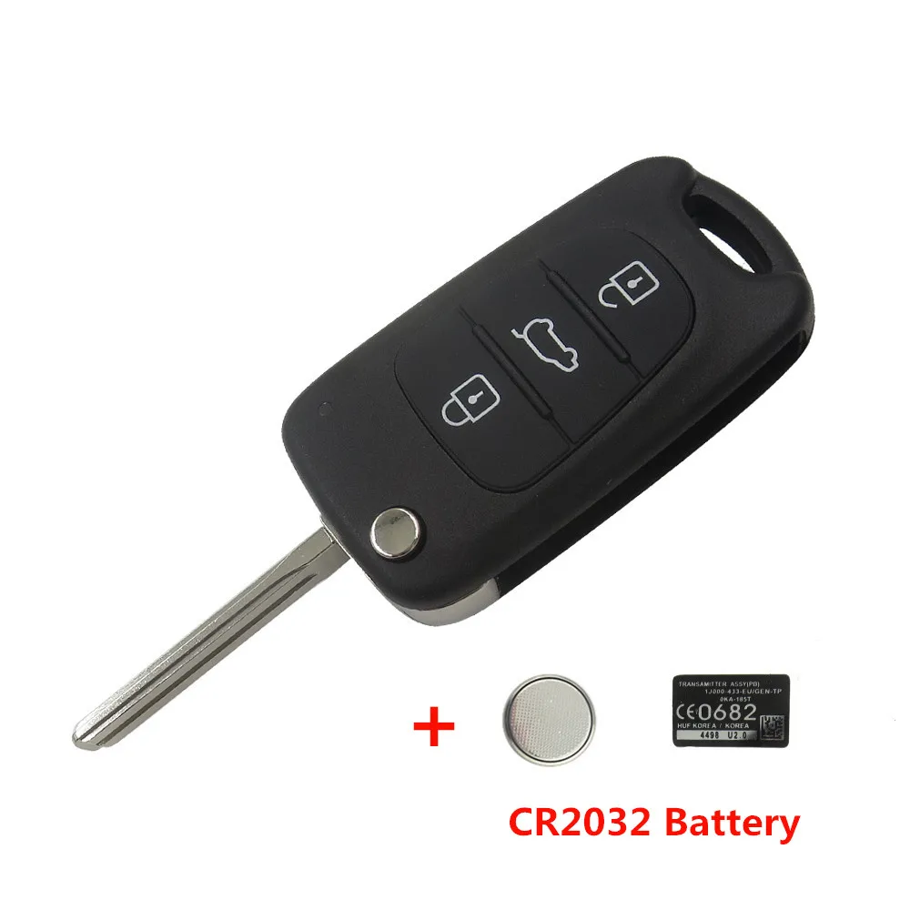 OkeyTech 3 кнопки откидной Складной автомобильный брелок Накладка для Kia Sportage 3 Rio K2 Cerato Ceed Rio Soul ключ для hyundai - Количество кнопок: key shell CR2032