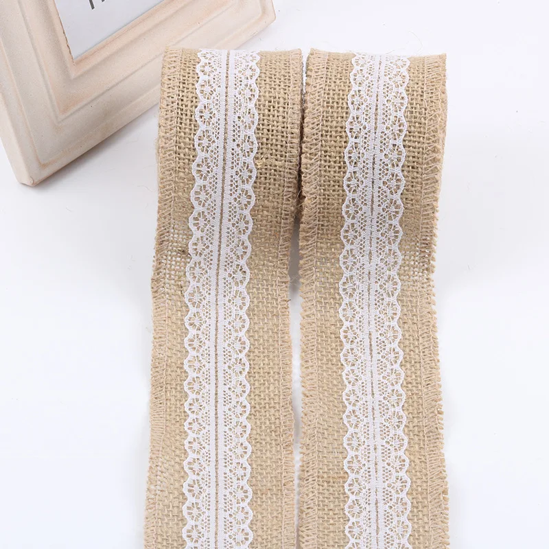 1Pcs 2 meters wide and 6cm linen lace ribbon trimming wedding wedding
