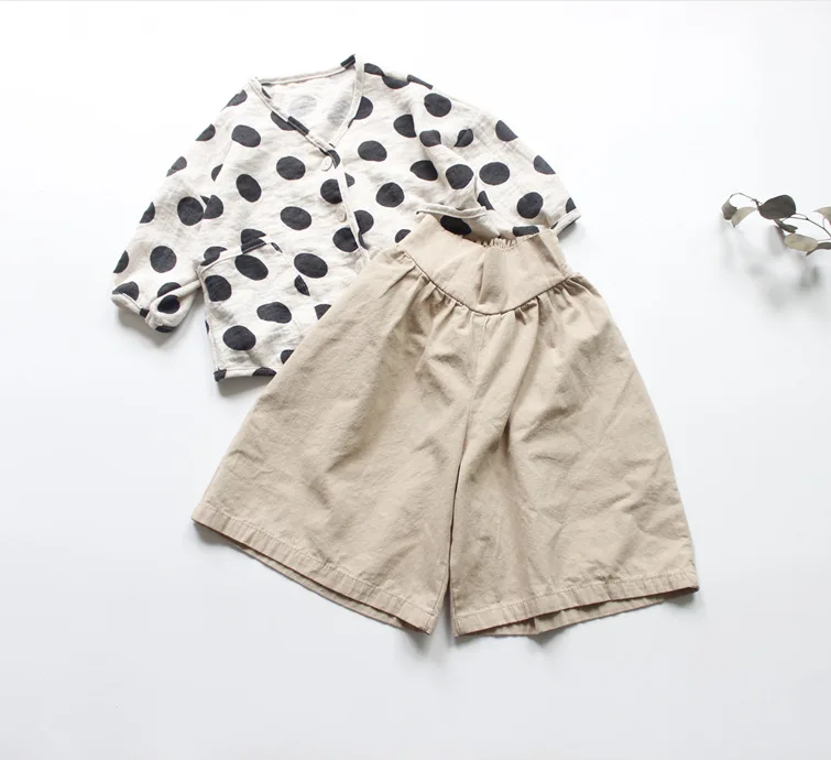Новые осенние Широкие штаны в Корейском стиле для маленьких девочек повседневные шикарные детские брюки клетчатая детская юбка-брюки