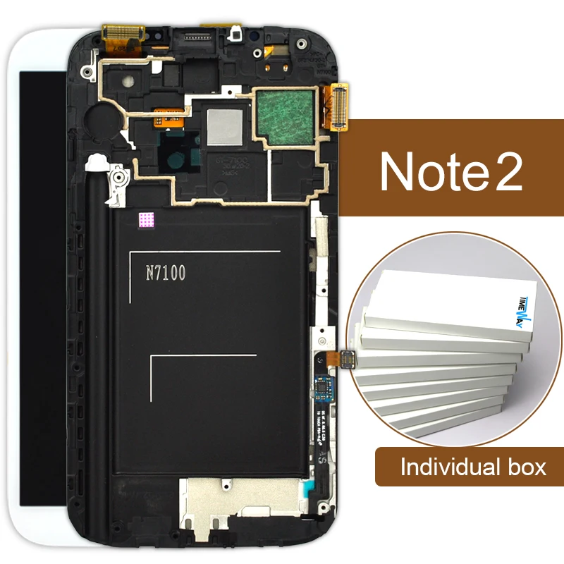

DHL 1pcs For Samsung Note 2 N7100 Lcd Screen With Touch Digitizer+frame Assembly