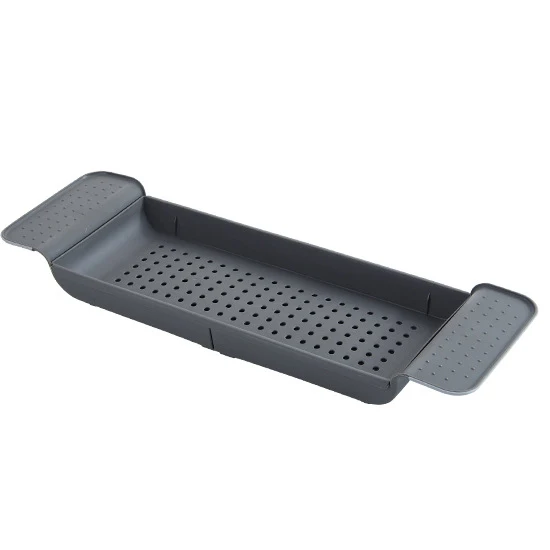 Простая и практичная Выдвижная дренажная рамка для ванной комнаты Пластиковая Полка хранения для ванной поднос для ванной Shel - Цвет: Black