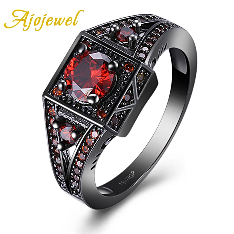 

Ajojewel Red/Green/Black Women's Geometric Zircon Ring Jewelry Drop Ship Supplier