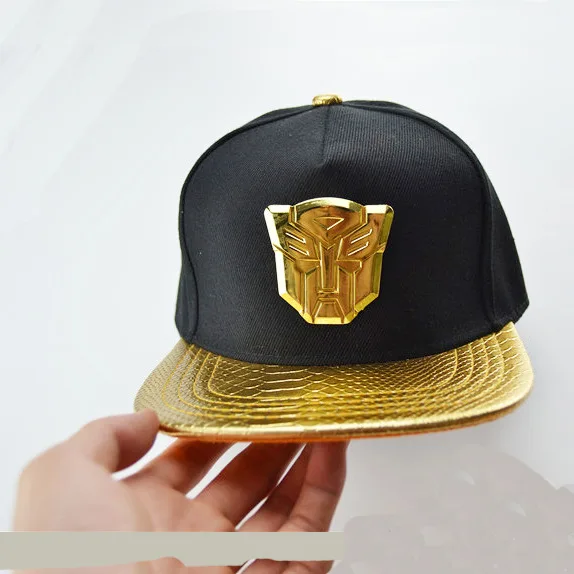 

Newly hip hop Transformers black gold snake leather baseball caps one de aba reta chapeu masculino Men's Winter Hats