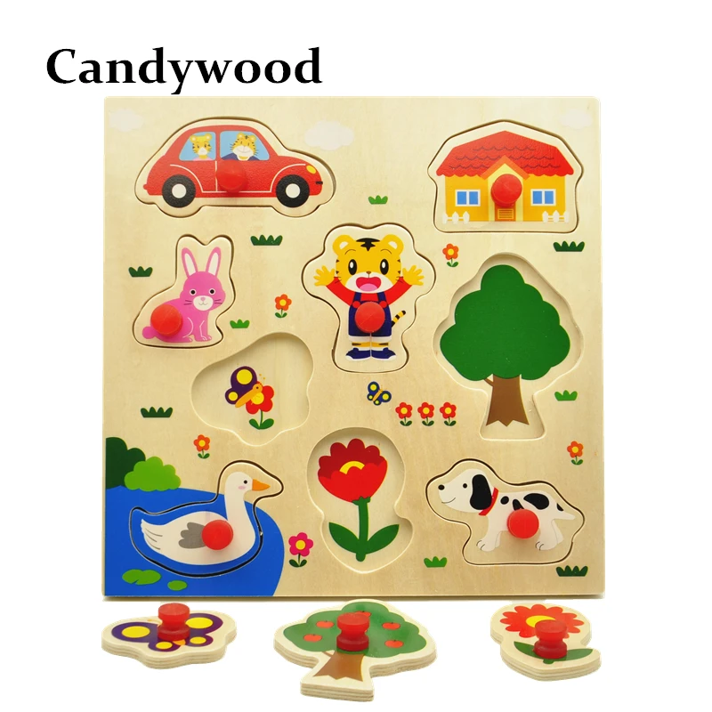 

Animal Jigsaw Board Kid Early educational toys baby boys grils hand grasp wooden puzzle toy education child wood jigsaw toy