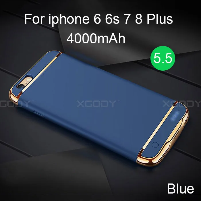 XGODY, чехол для зарядки аккумулятора для iphone 6, 6 S, 7, 8/Plus, 4000 мАч, внешний аккумулятор, чехол для iphone 4,7, 5,5 - Цвет: 4000 mAh For 5.5