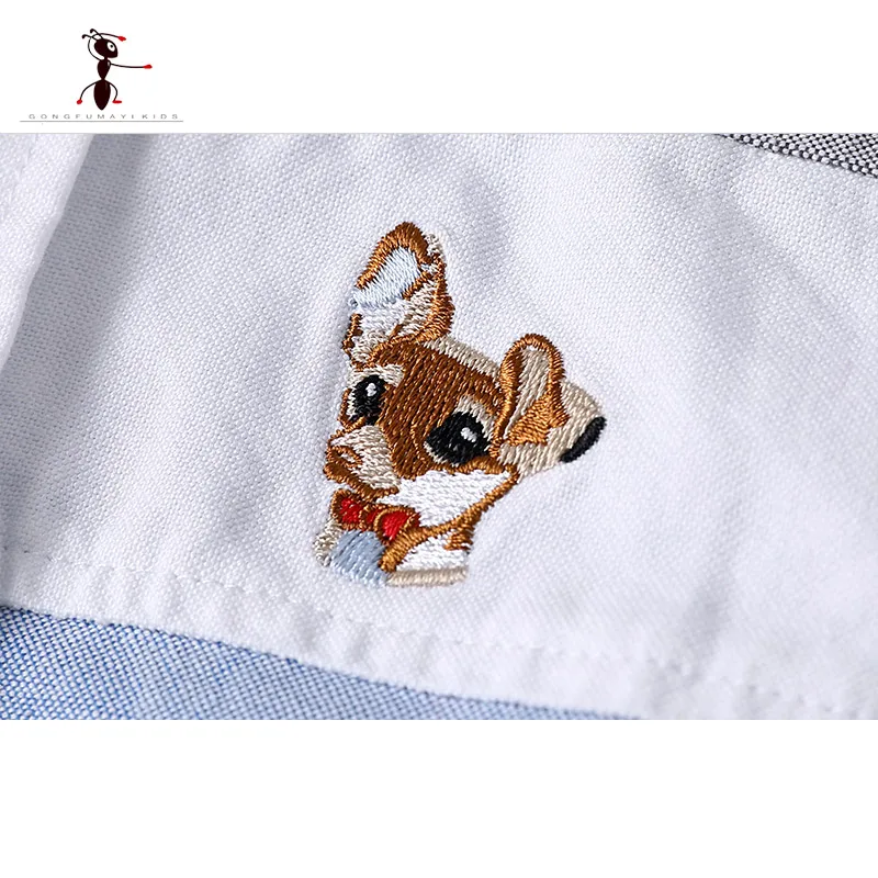 Kung Fu Ant Mixed Color Boys Shirts European Style Blue Yellow Full Sleeve Casual School Uniforms Blouses Turn-down Collar 2926