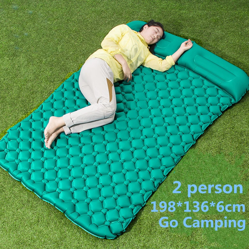 Air Camping Mats Inflatable Cushion Moistureproof Outdoor Hiking Picnic Beach Plaid Blanket Beach Pad Home Rest Soft Mattress