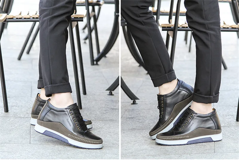 Хорошее качество; мужские кожаные туфли, визуально увеличивающие рост; высокие Повседневные Удобные прогулочные туфли, увеличивающие рост 7 см