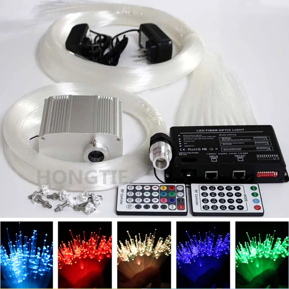 10W RGBW Twinkle LED Fiber Optic Star Ceiling Lights Kit 200pcs 0.75mm 2m+shooting stars effect