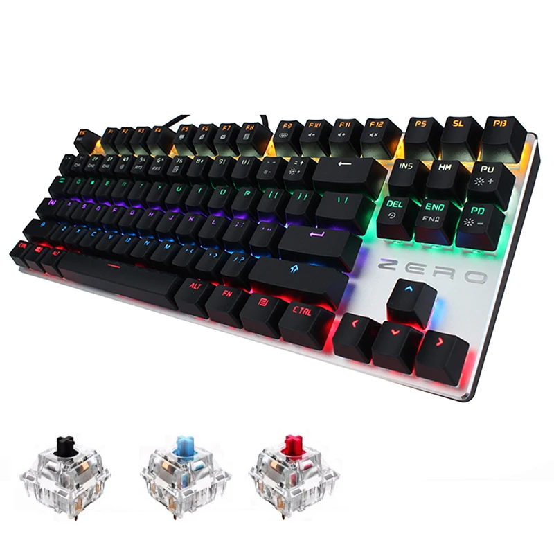 

87 104 Keys Mechanical Gaming Keyboard Blue Red Black Switch RGB Backlit Anti-Ghosting USB Wired Keyboard for Tablet Computer