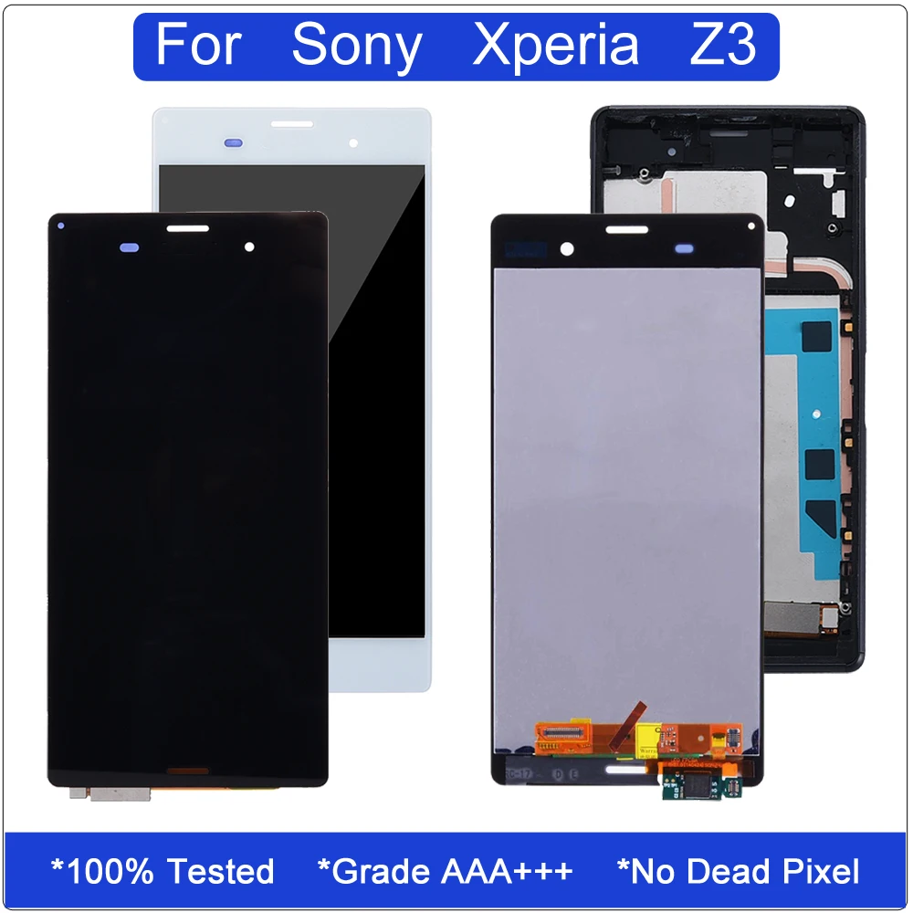 

Grade AAA LCD For Sony Xperia Z3 Display Touch Screen Digitizer Assembly D6603 D6633 D6653 D6643 L55T LCD Replacement With Frame