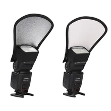 Diffuseur Flash réflecteur de lumière blanche argentée 2 en 1, accessoires de photographie, pour Canon, Nikon, Sony, Yongnuo, Minolta, Pentax, Olympus
