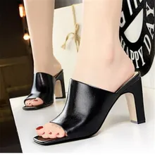 MVP BOY New Summer Woman high heel slippers square head fish mouth shaped square root slippers daily casual women shoes 34-40 MVP BOY New Summer Woman high heel slippers square head fish mouth shaped square root slippers daily casual women shoes 34-40