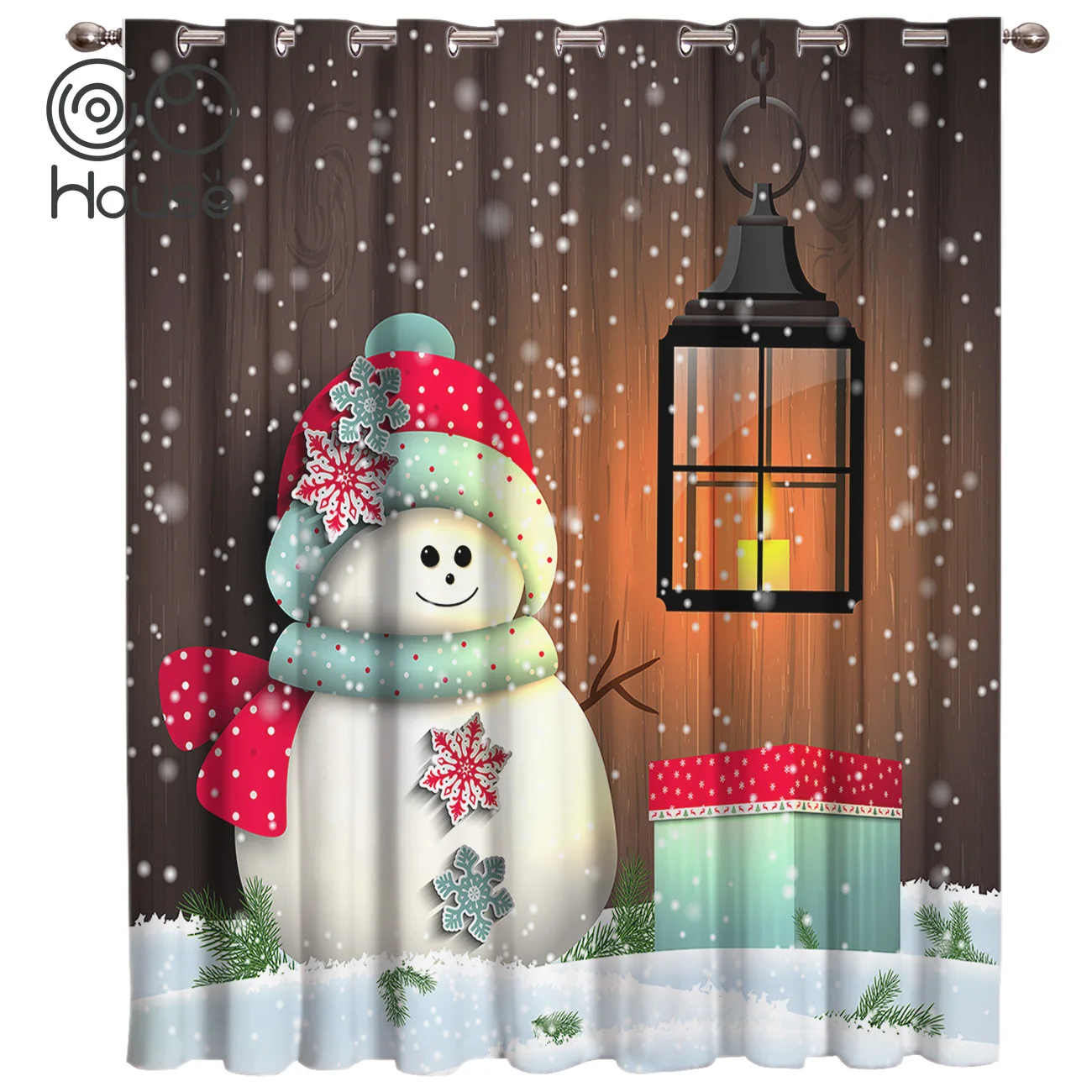 Cocohouse Christmas Snowman Window Treatments Curtains Valance