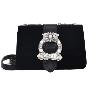 

For women's bags velvet diamond small square bag autumn and winter new fashion wild shoulder bag casual trend Messenger bag