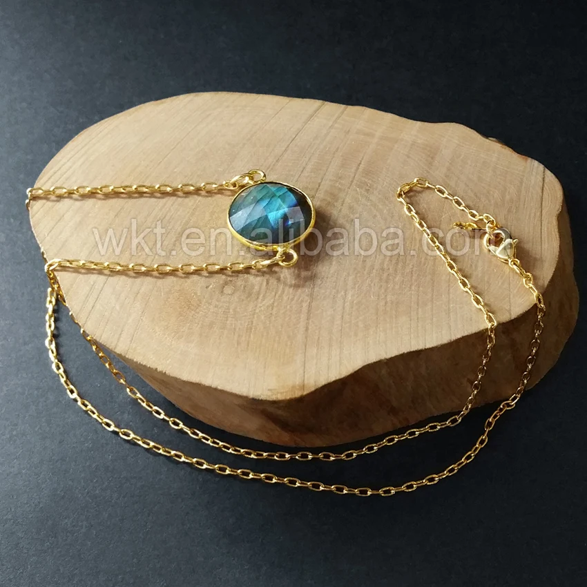 Ожерелье с цепочкой из Лабрадорита 10 шт. Круглые граненые WT N754|necklace jewelry|jewelry
