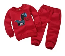 boys Kit babies clothes set kids font b hoodies b font pants thicken winter warm clothing