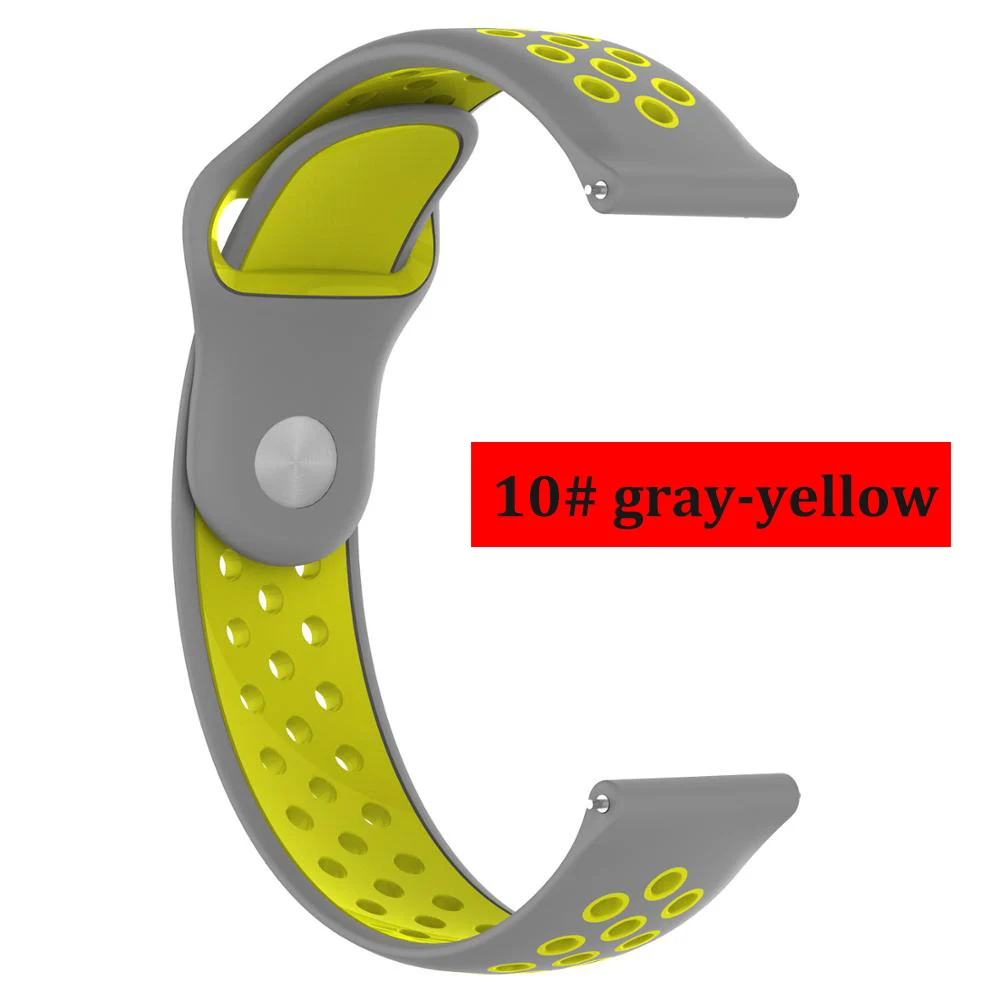 Huawei watch gt ремешок для samsung gear S3/Galaxy watch 46 мм/Amazfit bip/Honor magic двойной цвет силиконовый браслет на запястье - Цвет ремешка: gray-yellow 10