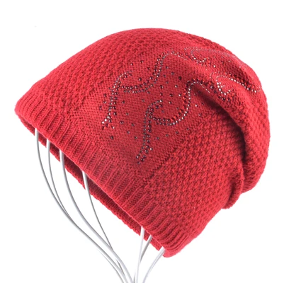 Шапка женская зимняя женские шапки с двойной подкладкой модные однотонные шапочки женская шапочка шапка теплая бини - Цвет: Red