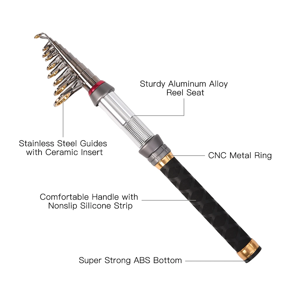 Удочка из углеродного волокна, телескопическая удочка, 1,3-2,4 м, морские удочки для путешествий, удочка для ловли карпа, удочка для рыбалки