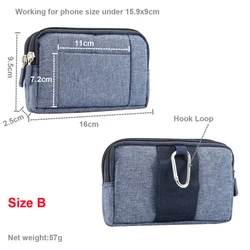 Dual Pouch Phone Belt Clip Case and Tool Waist Bag Holster - Denim (Blue Size B 16x9.5cm)