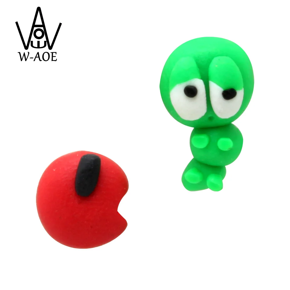 

2017 New Design Fashion Cartoon Cute Worm Apple Stud Earrings For Women Girl 100% Handmade Polymer Clay Earrings Best Gift