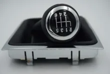 fast Shipping 6 Speed Car Shift Gear Knob Covered Real Leather With Chrome For VW Passat B6 CC 3C R36 TDI TFSI TSI 2005-2013