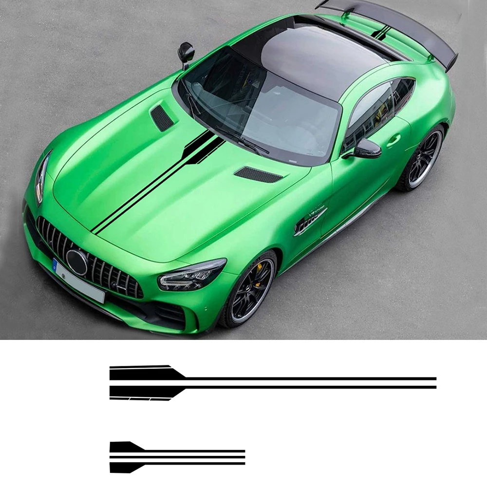 

Car Hood Decals Stripe For Mercedes Benz AMG A C E G Class Concept Coupe CLS E53 Estate Head Sticker Vinyl 2pcs（L+R）